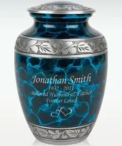 Perfect Memorials Medium Turquoise Dream Cremation Urn - Not Full-Size - Ideal for Partial Ashes, Sharing, or a Loved One with a Healthy Weight of 110 Pounds or Less