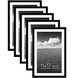 Americanflat 11x17 Picture Frame Set of 5 in White - Use as 9x15 Picture Fram...