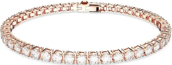 Swarovski Matrix Round Cut Tennis Bracelet, White and Gold Tone Plated