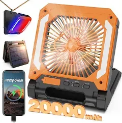 Innopower 20000mAh Rechargeable Solar Powered Portable Fan