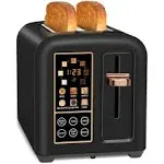 SEEDEEM Toaster 2 Slice, Stainless Toaster LCD Display&Touch Button, 50% Faster Heating Speed, 1.4'' Wide Slots Toaster, 4 Basic+More Timer