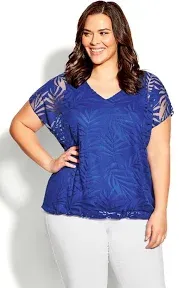 Avenue Women's Plus Size Top Elora Burnout