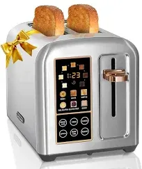 SEEDEEM Toaster 2 Slice Stainless Toaster LCD Display&Touch Button