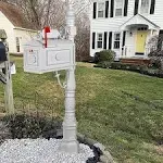 Cast Aluminum Mailbox with Post Barcelona Decorative Modern Mail Box for Outside Polar Aurora Mailbox Color: White