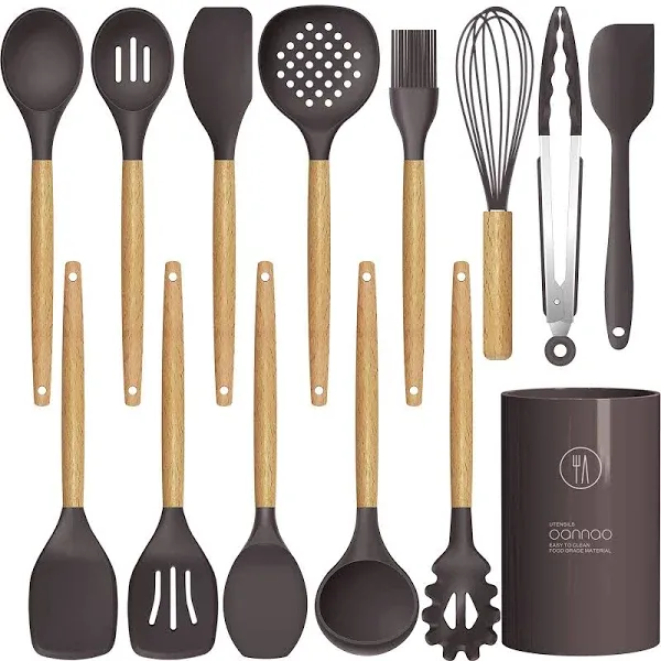 14 Pcs Silicone Cooking Utensils Kitchen Utensil Set - 446°F Heat Resistant