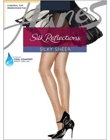 Silk Reflections Silky Sheer Control Top Panty Hose Reinforced toe Size EF