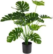 28" Tall Fake Plants Artificial Palm Plants Leave Faux Turtle Leaf Fake Monstera Tropical Large Palm Tree Leaves Plant Artificial Greenery Potted Faux Plant for Home Office Party Garden Decor