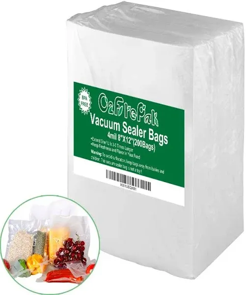 O2frepak 4mil Sealer Bags with BPA Free and Puncture Prevention,Vacuum Seal Freezer Bags,Great for Sous Vide