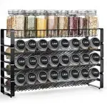 JONYJ 4 Tier Stackable Seasoning Rack Organizer, Detachable Countertop Spice Jar Rack for Cabinet, Freestanding , Black Frosted Iron Kitchen Counter