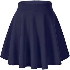 Afibi Casual Mini Stretch Waist Flared Plain Pleated Skater Skirt