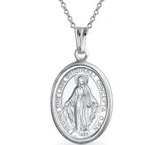 Traditional Christian Our Lady Of Guadalupe Pendant Necklace in Sterling Silver