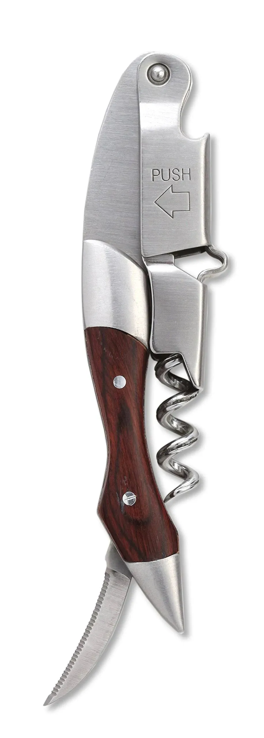 Rabbit(R) Walnut Zippity Two-Step Wine Opener, non-stick spiral, built-in foil cutter, stainless steel blade, walnut finish