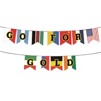 Go for Gold Banner International Games Garland Party Decorations