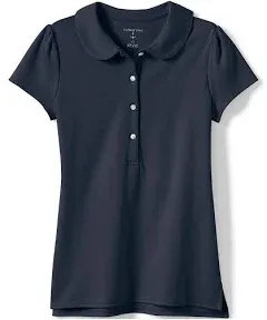 Lands' End Girls Short Sleeve Peter Pan Collar Polo Shirt