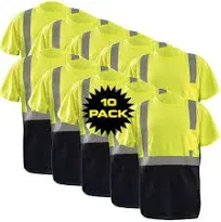 OccuNomix LUX-SSETPBK-YM-PK03 Classic Standard High Visibility Short Sleeve Wicking Birdseye Black Bottom T-Shirt, Class 2, 100% ANSI Wicking Polyester Birdseye, Medium, Yellow, Pack of 3