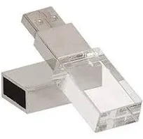 Hopas New Crystal Transparent Rectangle Genuine USB Flash Drive Wedding Gift Pen Drive Silver (32GB)