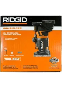 RIDGID R860443B Cordless Brushless Compact Router 18V Variable Speed (Tool Only)