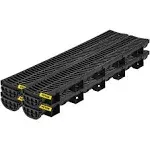 VEVOR 5.7 x 3.1 in. Trench Channel Drain System with Plastic Grate Black - Pack of 4