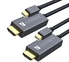 Ivanky Nylon Braided Mini Display Port HDMI Cable 6.6ft NEW- 2 PACK