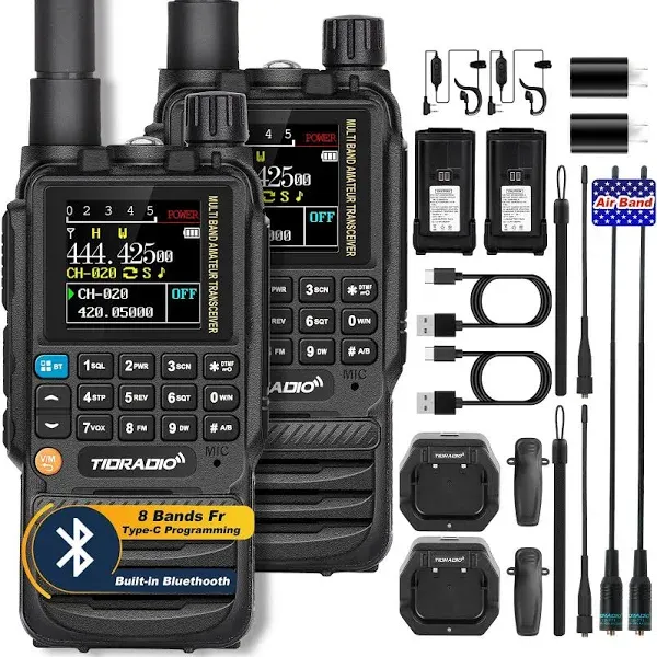 Handheld Multi-Band Two Way Long Range Radios with USB-C Programming &amp; Charging