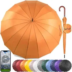 Large Umbrella for 2 Persons Navy Blue 54 Inch Windproof Auto Open Wooden Han...