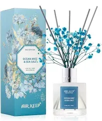 Airkeep Reed Diffuser Set,3.38 fl oz Ocean Mist&Sea Salt Oil Diffusers with 8 Reed Sticks,Home Fragrance Reed Diffuser for Bathroom Shelf