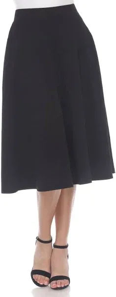 White Mark Women's Flared Midi Skirt