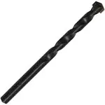 Drill America DAM Series Carbide-Tipped Masonry Drill Bit, Black Oxide Finish, 3/8" Round Shank, Spiral Flute, 118 Degrees Conventional Point, 1/2" Size, 24" Length (Pack of 1)