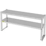 VEVOR Double Overshelf, Double Tier Stainless Steel Overshelf, 48 in. Length x 12 in. Width Double Deck Overshelf, Height Adjustable Overshelf for