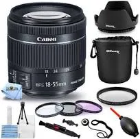 Canon EF-S 18-55 f/4-5.6 IS STM Lens Kit  W Filters Hood Case 2X Wide angle +++