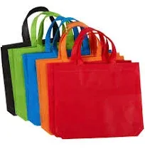 Juvale 10-Pack Gift Tote Bags - Non-Woven Fabric Party Favor Bags, Reusable Grocery Bags, 5 Colors, 14.86 x 12.5 Inches