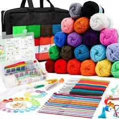 20 Large Acrylic Yarn Crochet Kit with Hooks