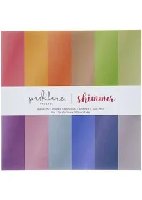 Park Lane Shimmer Cardstock Paper, 48 Sheets - 12x12 Pearlescent Scrapbook Paper in Assorted Colors - Cardstock Variety Pack for Crafts