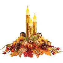 Collections Etc Sparkling Gold-Toned Taper Harvest Candle Centerpiece