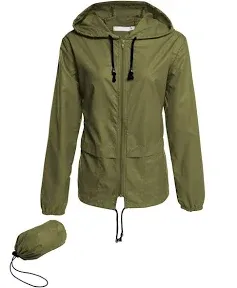 Avoogue Lightweight Raincoat Women Waterproof Windbreaker Packable Outdoor Hooded Rain Jacket