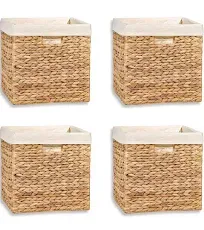 Trademark Innovations 12" Foldable Hyacinth Storage Basket Set of 4