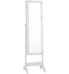 Lockable Standing Jewelry Armoire with Full Length Mirror, Large Storage Capacit