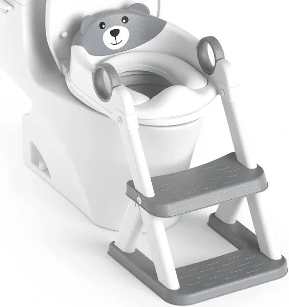 Potty Training Seat, Upgrade Toddler Toilet Seat for Kids Boys Girls, 2 in 1 Potty Training Toilet for Kids, Splash Guard Anti-Slip Pad Step Stool（Upgraded Cushion）