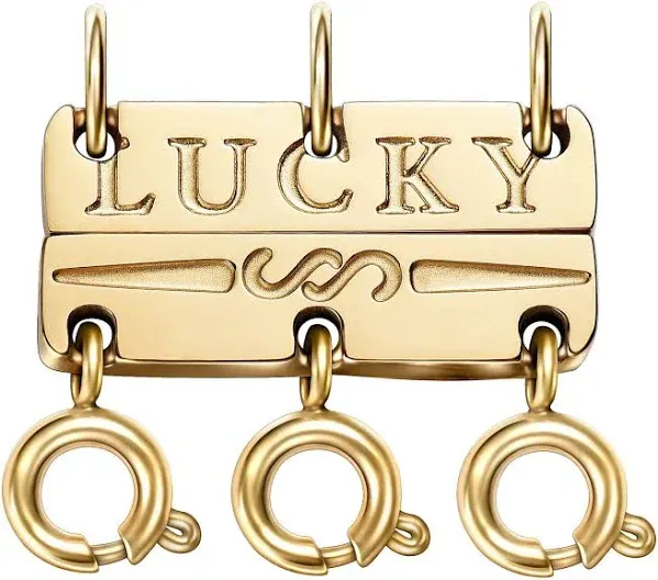 OHINGLT Lucky Necklace Layering Clasps Separator for Stackable Necklaces Chains,18K Gold and Silver Plated Multiple Necklace Clasps and Closures