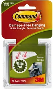 Command Poster Strips Value Pack, White, 48/Pack