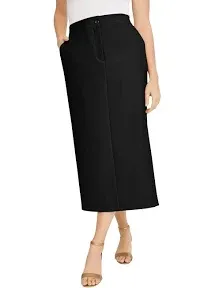 Jessica London Plus Size Women's Tummy Control Bi-Stretch Midi Skirt