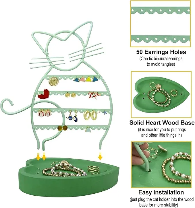 ERYTLLY Cat Shaped Earring Holder Organizer