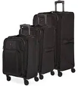 SwissGear Sion II Softside Expandable Luggage with Spinner Wheels, Black, 3-Piece Set (20/24/28)