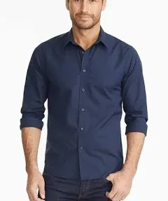 UNtuckit Relaxed Fit Wrinkle Free Navy Blue Dress Shirt Size XXL