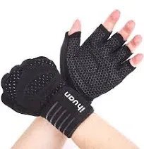 ihuan Ventilated Weight Lifting Gym Workout Gloves with Wrist Wrap Support for Men & Women, Full Palm Protection, for Weightlift