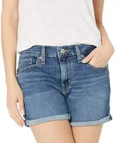 Levi’s Mid-Length Denim Shorts Womens 14 32” Waist Distressed Hypersoft Roll Hem