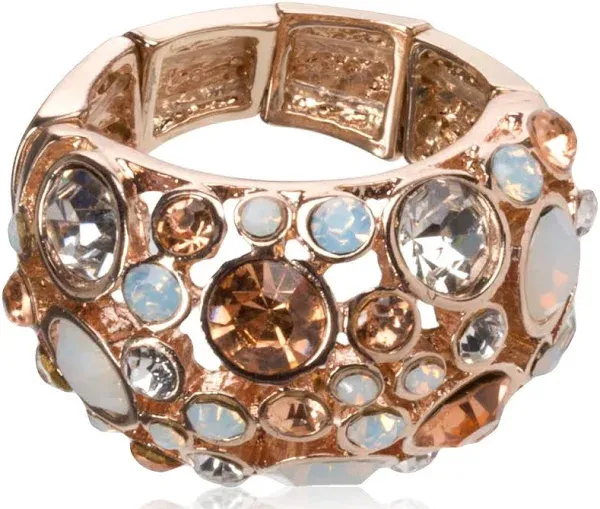 GUESS Rose Gold Domed Multi-Stone Adjustable Ring