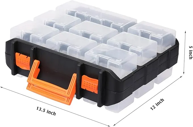 EMENTOL Tool Organizer Box with 16 Compartments, Durable Plastic Storage Box, Parts Organizers