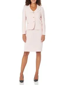 Nipon Boutique Women's Textured Crepe Notch Lapel Patch Jacket Skirt Set