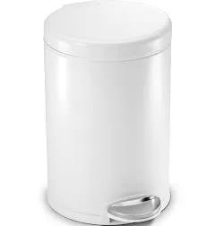 simplehuman 4.5L Round Step Trash Can Steel White